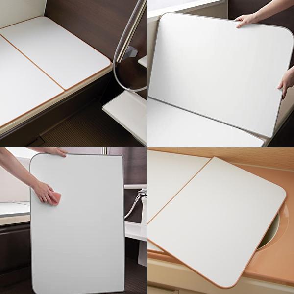 風呂ふた オーダー サイズ 間口91-95cm 奥行81-85cm 変形 冷めにくい 組み合わせ お風呂 蓋 さめにくい eco ウォーム neo 防カビ 日本製 軽量 保温 断熱 2枚割の画像