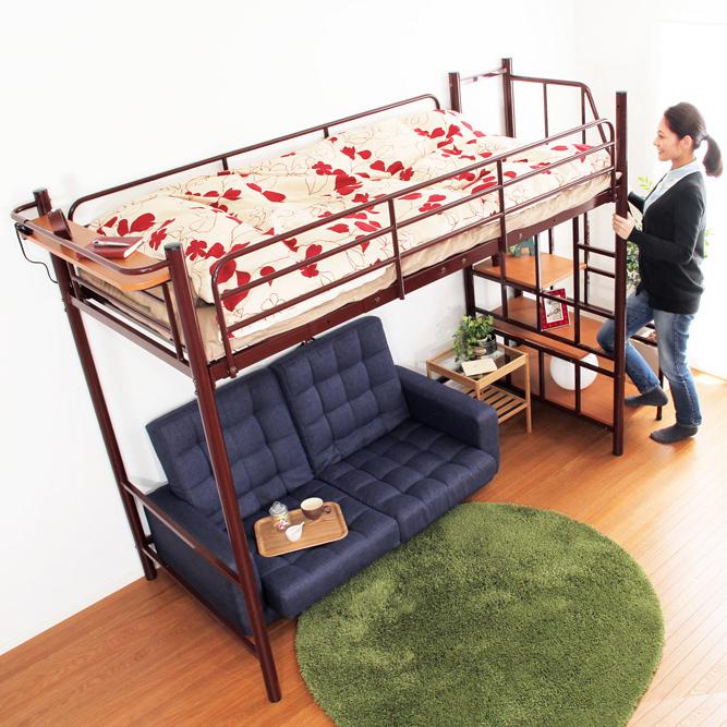 【引き取り限定】ロフトベッド ハイタイプ スチール製 階段式 セミダブル 引き取り限定】ロフトベッド ハイタイプ スチール製 階段式