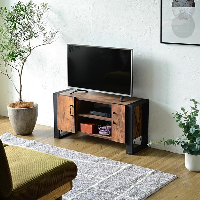 青い金属製テレビボード JK-PLAN（ジェイケイ・プラン） テレビ台 木目 アイアン 鉄製 TVボード
