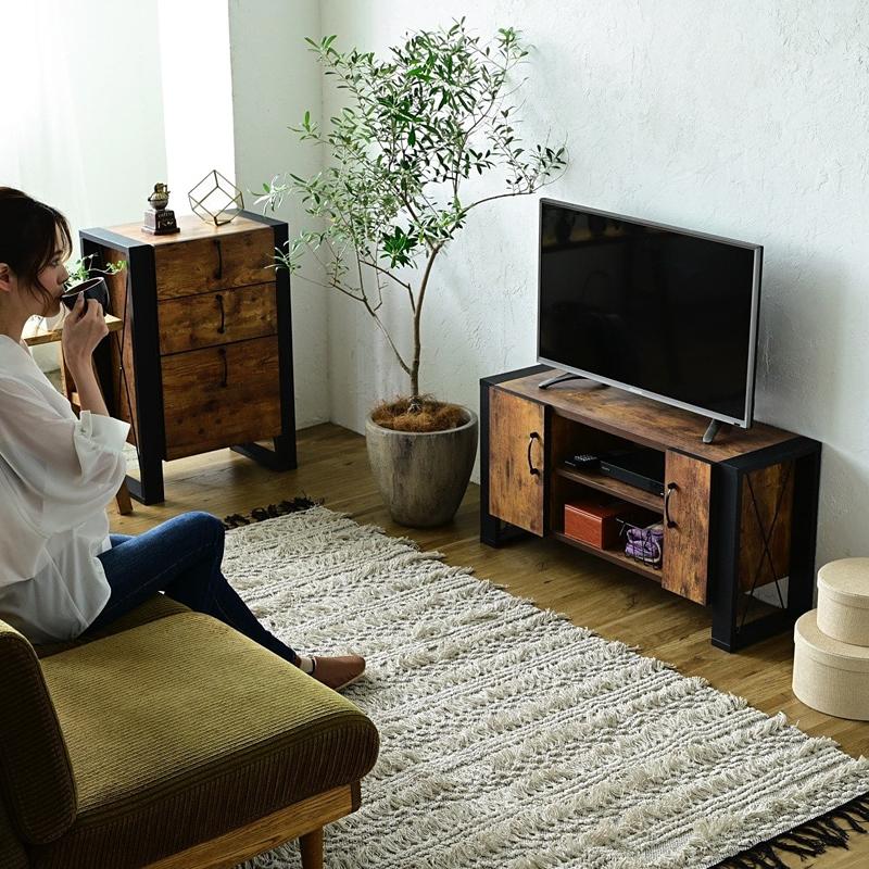 JK-PLAN（ジェイケイ・プラン） テレビ台 木目 アイアン 鉄製 TVボード