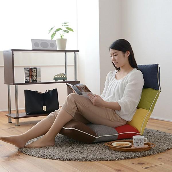 JK-PLAN（ジェイケイ・プラン） 座椅子 パッチワーク カラフル フル