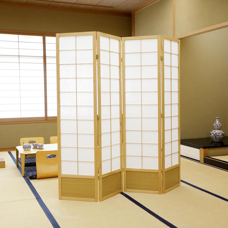 衝立 目隠し 間仕切り パーテーション 仕切り 高さ 120cm 150cm 180cm 天然木 フレーム 木製 丁番 折畳み 折りたたみ 和風 和室 和柄 おしゃれ 飲食店 旅館 民宿の画像