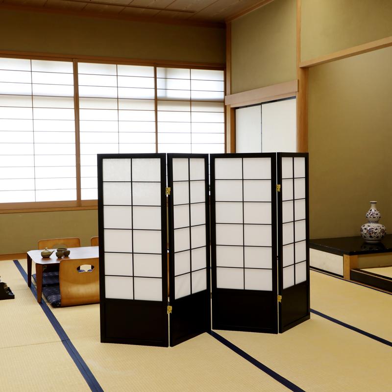 衝立 目隠し 間仕切り パーテーション 仕切り 高さ 120cm 150cm 180cm 天然木 フレーム 木製 丁番 折畳み 折りたたみ 和風 和室 和柄 おしゃれ 飲食店 旅館 民宿の画像