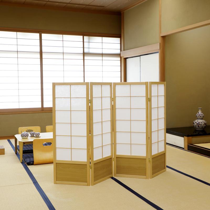衝立 目隠し 間仕切り パーテーション 仕切り 高さ 120cm 150cm 180cm 天然木 フレーム 木製 丁番 折畳み 折りたたみ 和風 和室 和柄 おしゃれ 飲食店 旅館 民宿の画像