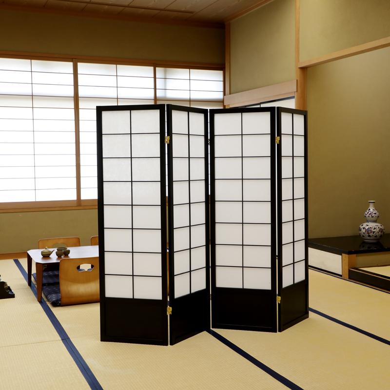 衝立 目隠し 間仕切り パーテーション 仕切り 高さ 120cm 150cm 180cm 天然木 フレーム 木製 丁番 折畳み 折りたたみ 和風 和室 和柄 おしゃれ 飲食店 旅館 民宿の画像