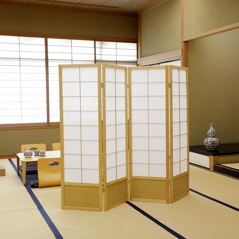 衝立 目隠し 間仕切り パーテーション 仕切り 高さ 120cm 150cm 180cm 天然木 フレーム 木製 丁番 折畳み 折りたたみ 和風 和室 和柄 おしゃれ 飲食店 旅館 民宿の画像