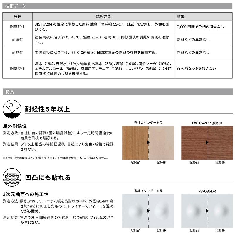 ダイノックシート ドア 扉 玄関ドア用 木目 表面フッ素加工 耐候性 玄関扉 屋外 巾100cm FW-044DR FW044DR カッティングシート リフォーム リメイク スリーエム｜usagi-shop｜07