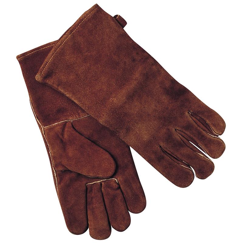 グローブ 手袋 薪ストーブ用 暖炉用 牛皮 レザー 本革 耐熱 茶色