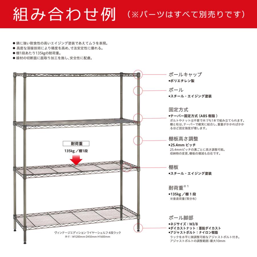 ホームエレクター ポール 支柱 140cm スチールシェルフ用 収納棚 ホームエレクター ポール 支柱 140cm スチールシェルフ用 収納棚