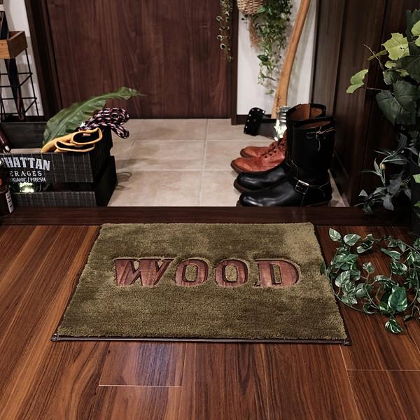 玄関マット 45 60 フロアマット おしゃれ かっこいい メンズライク グリーン 緑 ネイビー 紺色 英字 文字 高級感 重厚感 うさぎ屋 株式会社一兎 通販 Paypayモール