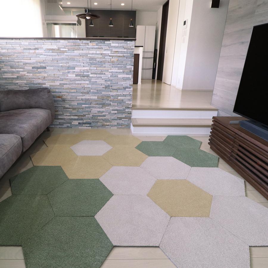 タイルカーペット 六角形 ヘキサゴン おしゃれ 厚み 厚手 室内