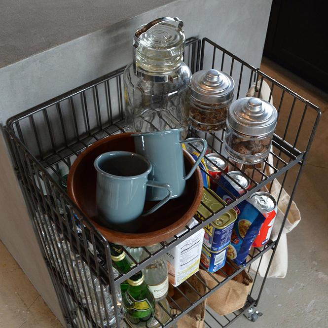 COLLEND サイドワゴン 3段 ワイヤー 収納ラック 棚 キャスター