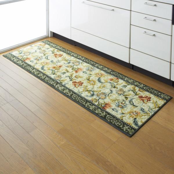 廊下敷きカーペット 廊下用マット 絨毯 ラグ 敷き物 床材 80×700cm ロングマット 長い 幅広 ロングカーペット 花柄 フラワー おしゃれ 北欧 アラビア 日本製_4