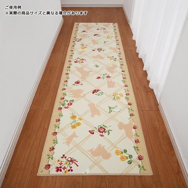 りにくい 廊下マット 薔薇 柄 おしゃれ かわいい 北欧 うさぎ屋 株式会社一兎 通販