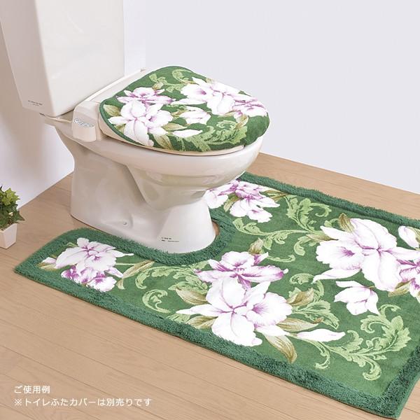 トイレマット おしゃれ 高級感 上品 日本製 滑り止め 北欧 花柄 緑