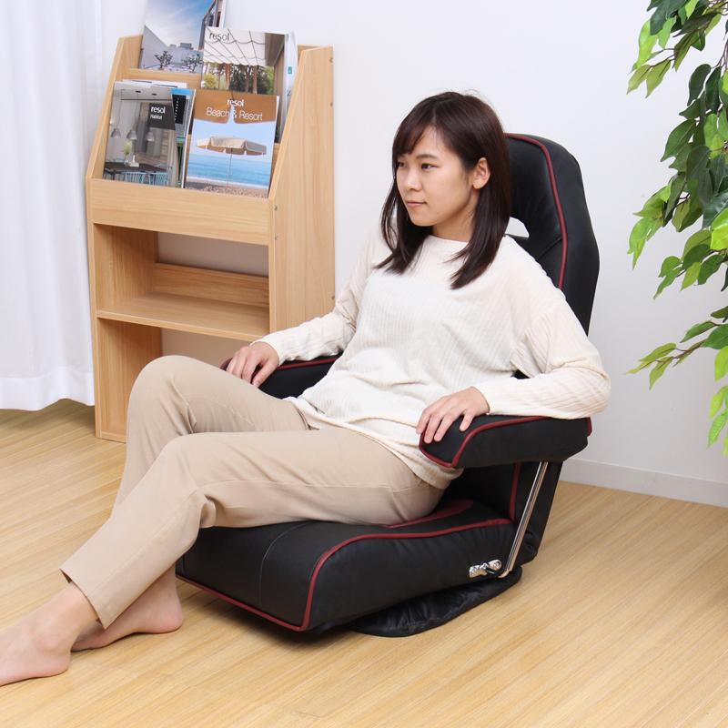 谷村実業 座椅子 回転 回転式 リクライニング ハイバック 肘掛付き