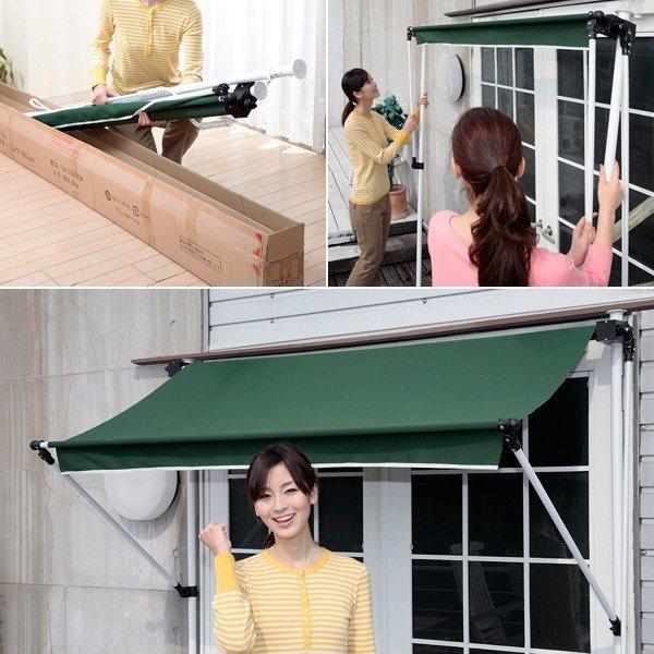 オーニング 3m 幅 300cm 突っ張り式 つっぱり オーニングシェード