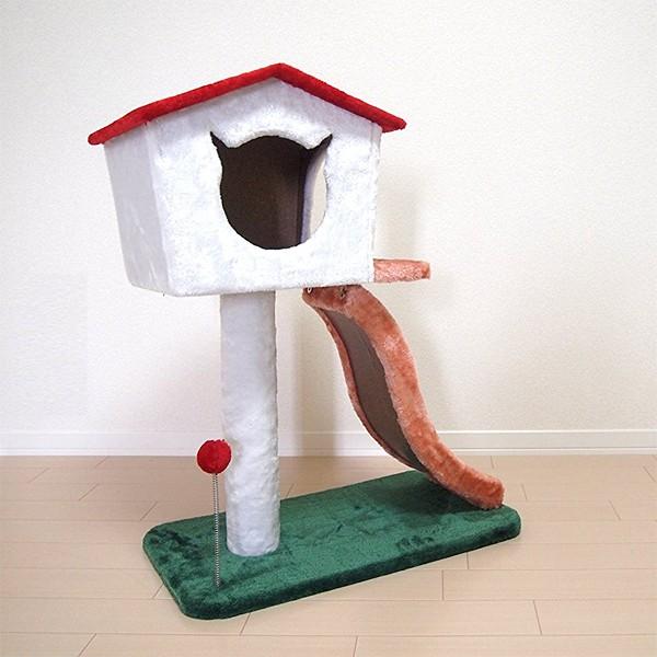 キャットハウス つめとぎ 2段 滑り台 タワー コンパクト 省スペース 猫じゃらし｜usagi-shop｜02