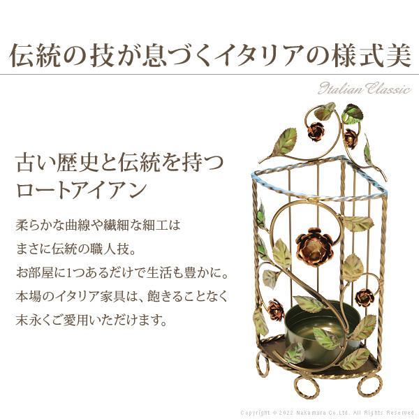 イタリア製 傘立てスタンド ホルダー 手作り 鉄製 薔薇 雨 エレガント レトロ 傘立て 傘たて ローズ 装飾 バラ 薔薇 アイアン製 花 植物 ツタ