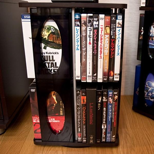 回転ラック 2段 小さいサイズ ミニ CDラック DVDラック : うさぎ屋