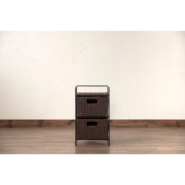 ラタン ロールトップチェスト 2段収納 サカベ チェスト 収納棚 2段 ラタン調 かご 引き出し ランドリー