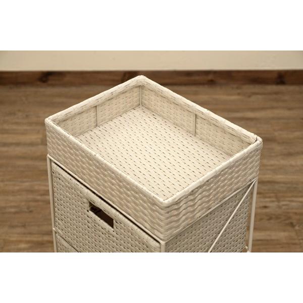 サカベ チェスト 3段 キャスターつき ラタン調 リゾート風 和風