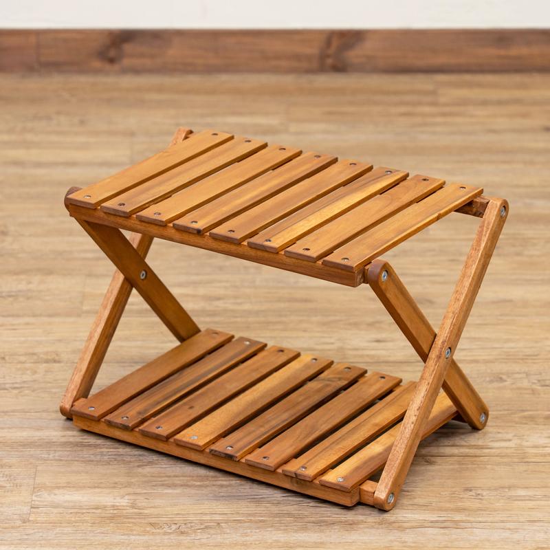 サカベ ラック 2段 木製 棚 収納 おしゃれ 折りたたみ 折り畳み