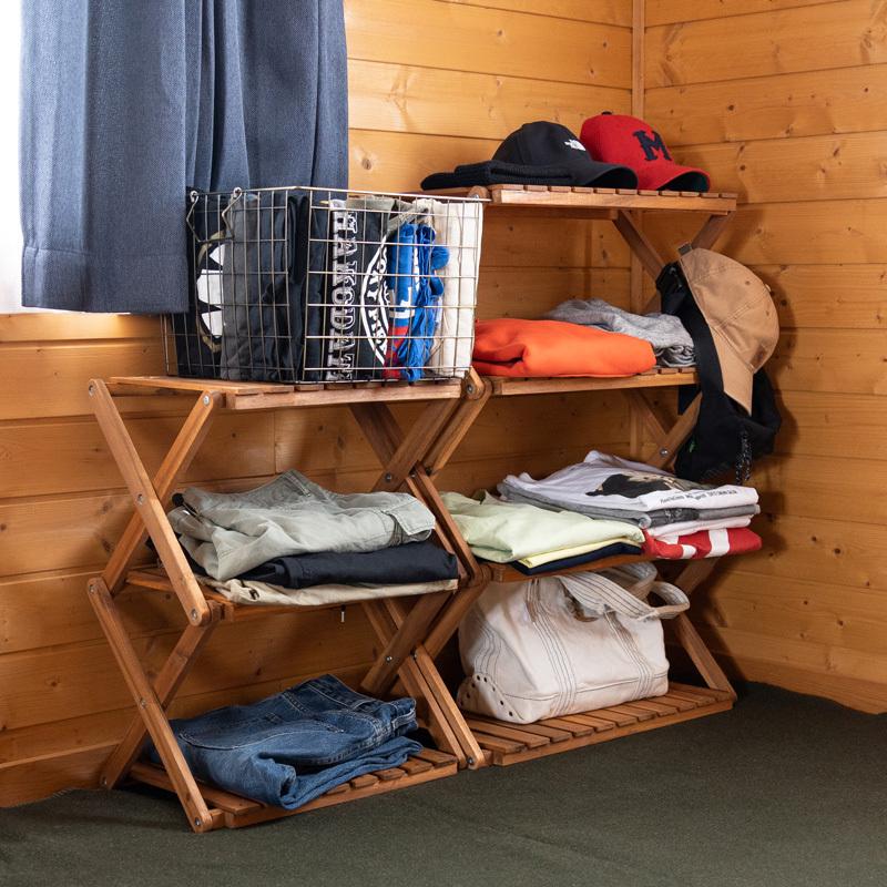 サカベ ラック 3段 木製 棚 収納 おしゃれ 折り畳み コンパクト