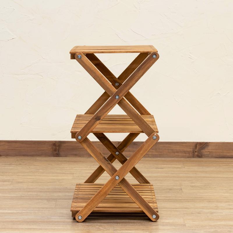 カントリー　折りたたみ木製棚　3段 サカベ 木製棚 3段 ラック 木製 棚 収納 おしゃれ 折りたたみ 持ち運び