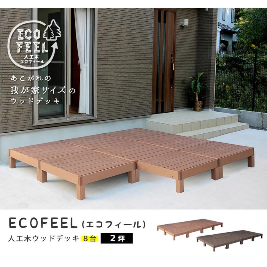 人工木ウッドデッキＢセット ウッドデッキ 縁台 ステップ台 フェンス（363） ウッドデッキ 8セット 人工木 diy おしゃれ 人工木製 縁台 腐らない