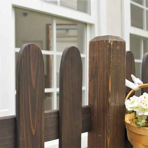 ピケットフェンス 木製 ホワイト ブラウン 木 ガーデンフェンス 柵