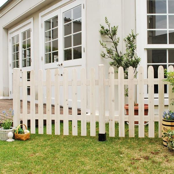 ピケットフェンス 木製 ホワイト ブラウン 木 ガーデンフェンス 柵