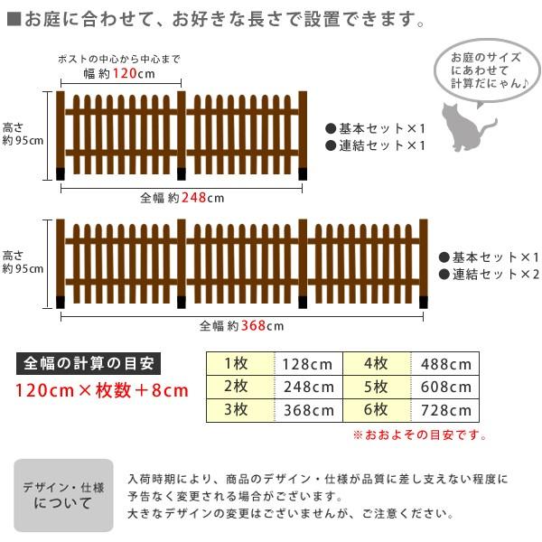 ピケットフェンス ストレート連結セット 土中用 柵 ガーデン 庭