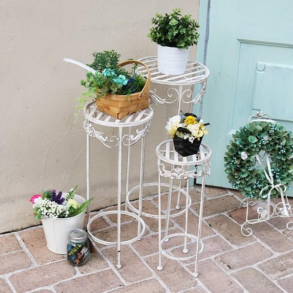アンティーク　フラワースタンド　ヨーロッパ　イギリス　ラック　花台 フラワースタンド 花台 3点セット ガーデンラック 棚 北欧 カフェ