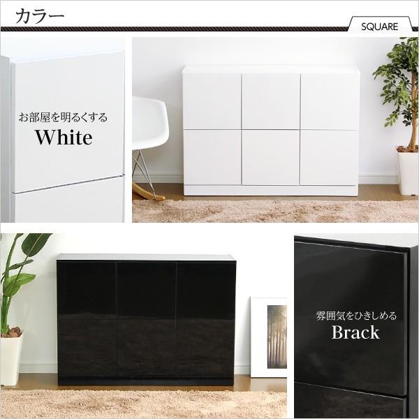 収納棚 扉付き 鏡面 ロータイプ シンプル リビング : うさぎ屋