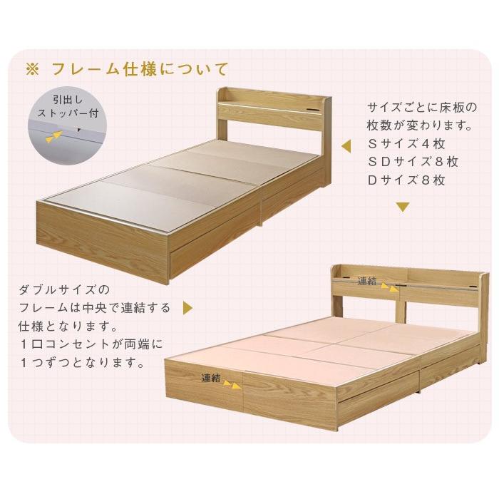 スタンザインテリア ベッドフレーム セミダブル SD 宮棚 ヘッドボード