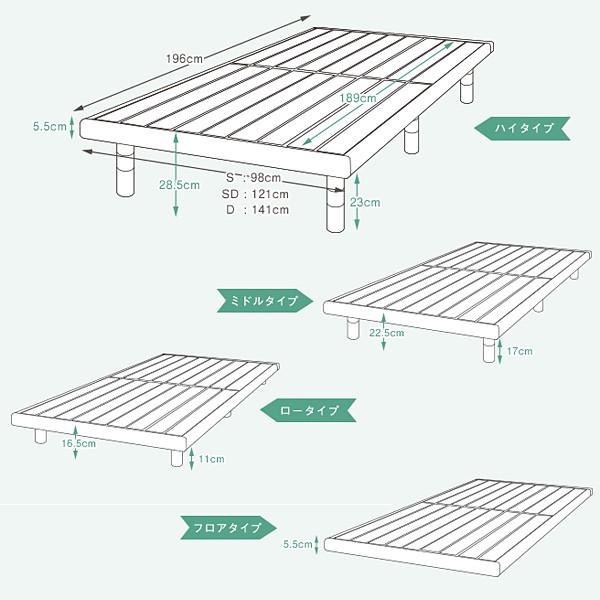 すのこベッド ダブル 140cm ベッドフレームのみ 北欧 国産 天然木製 ひのき 桧 檜｜usagi-shop｜06