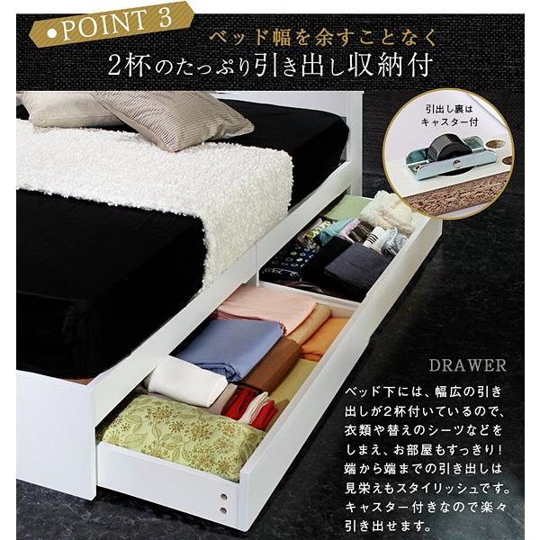引き出し2杯付きダブルベッドフレーム スタンザインテリア ベッドフレーム ダブル 収納 引き出し ヘッド