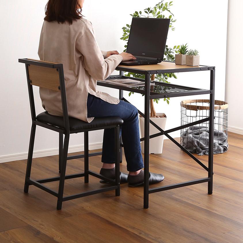 シンプルデザイン デスクチェア 2脚セット ステインシリーズ