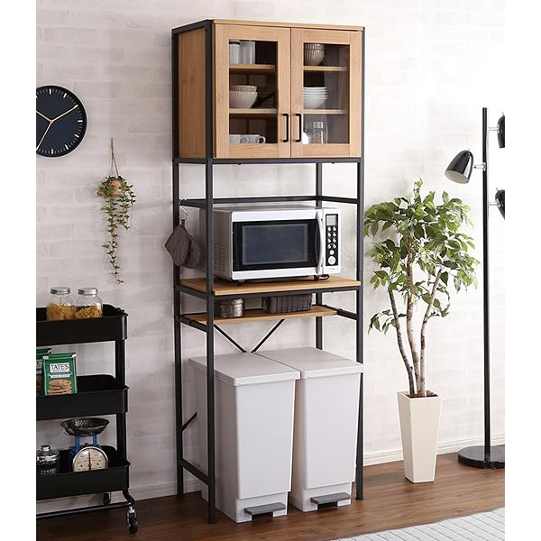 オープンラック キッチン収納ラック レンジ台 ゴミ箱上 ホームテイスト（HOME taste） ごみ箱上ラック 2列 食器棚 キッチン