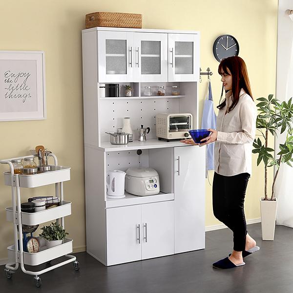 ホームテイスト（HOME taste） 食器棚 鏡面 大型 コンセント付き 可動