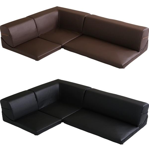 フロアソファ セット フェイクレザー PVC 北欧 三人掛け ローソファー