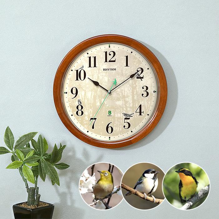 掛け時計 鳥 鳴き声 野鳥 電波時計 壁時計 掛時計 見やすい シンプル
