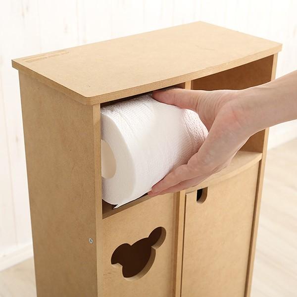 トイレラック スリム 薄型 トイレットペーパー 収納庫 トイレ用品 扉付き おしゃれ かわいい