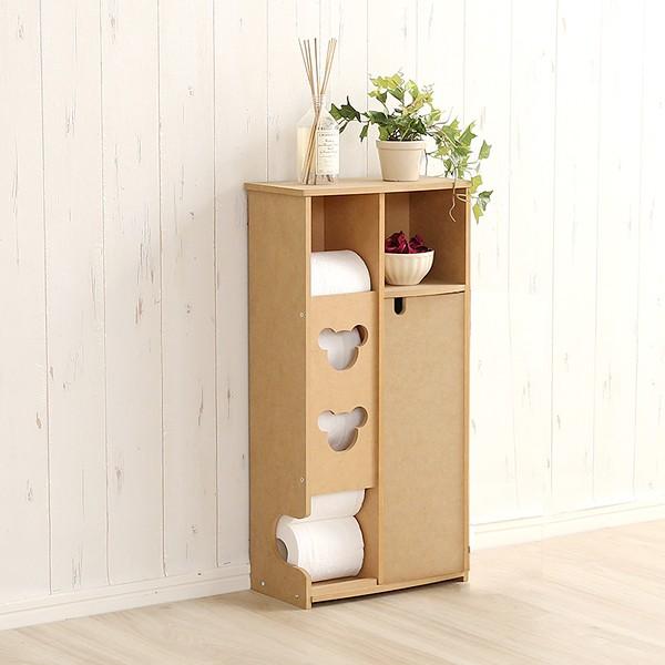 トイレラック スリム 薄型 トイレットペーパー 収納庫 トイレ用品 扉付き おしゃれ かわいい