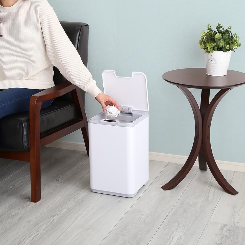 ゴミ箱 10L 自動開閉 センサー式 小型 小さい サイズ 白 ホワイト おしゃれ センサー ボタン 開く 閉じる 蓋 ふた 電池式 キッチン トイレ 洗面所 オフィス_16