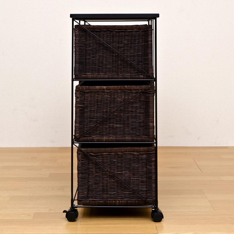 チェスト キャスター付き アジアン 大容量 収納 6杯 かご カゴ