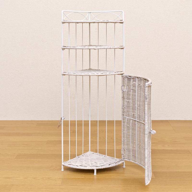 コーナーラック 扉付き 3段 棚 角 部屋 隅 トイレラック 収納棚