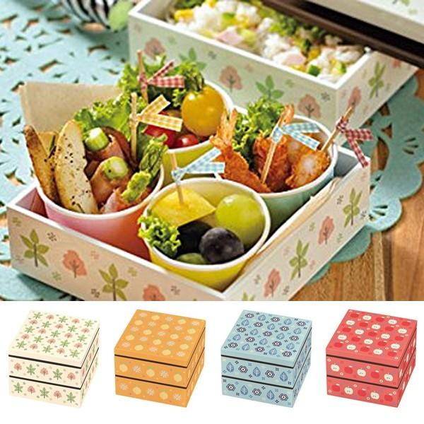 お重 弁当箱 お重箱 2段 正方形 かわいい 重箱 遠足 運動会 ピクニック