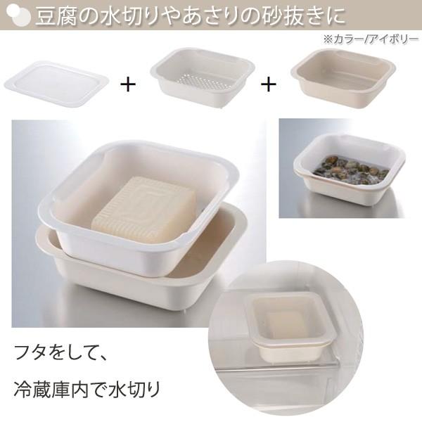 コランダー バット ざる 長方形 Mサイズ 水切り 電子レンジ対応 ふた